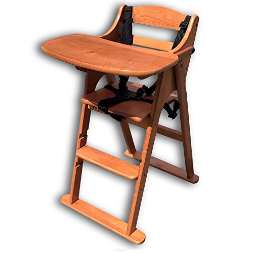 Safetots Folding Wooden Putaway High Chair, Dark Wood