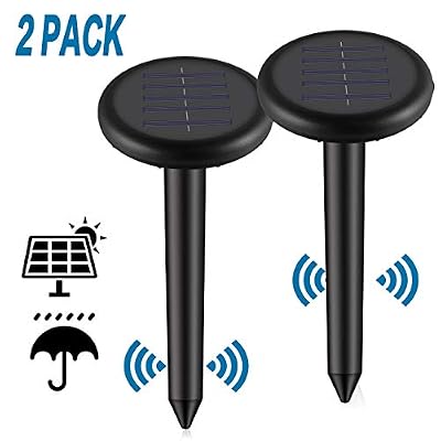 Viccioo 2Pack Répulsif Taupe Solaire à Ultrason,Repulsif Souris Solaire Exterieur,Dispositif étanche de Charge Solaire,Anti Taupes Repousser Taupes pour Jardin Pelouse en Plein Air
