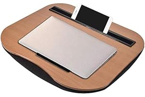 BRAND Lap Desk with Cushion for Tablet, Large Laptop Stand with Pillow, Wood Platform Ideal on Bed, Sofa, with Anti-Slip Strips & Carry Handle