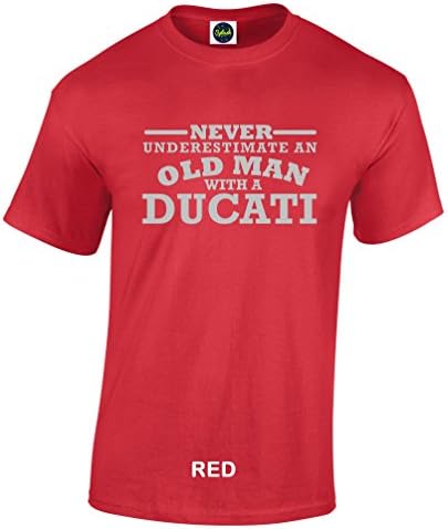 Never Underestimate An Old Man With A Ducati Mens Crew Neck Short Sleeve Custom Personalized T-Shirts - Red - XX-Large