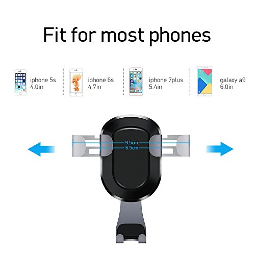 Supporto Smartphone Auto Universale, ikalula Griglia di Ventilazionee 360 Gradi di Rotazione Regolabile GravitÃ  Porta Cellulare Telefono Auto per iPhone, Samsung, Huawei, Xiaomi e Dispositivo GPS