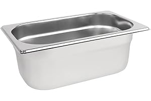 Vogue Gastronorm Pan 1/4, Stainless Steel Tray, Depth: 100 mm, Capacity: 2.5 Litres, Hot and Cold Food Storage Container, Bain Marie Compatible, Lid Sold Separately, K819