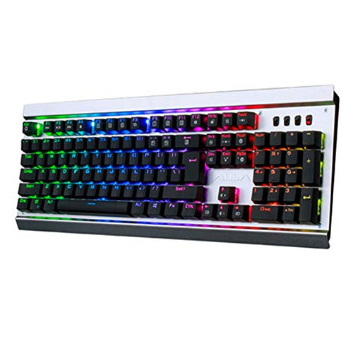 Preisvergleich Produktbild Gaming-Tastatur Mechanische Tastatur Metallplatte RGB Hintergrundbeleuchtung Makro Programmiercomputer Verdrahteter Knopf 104 Grüne Achse Passend Für Spiel Büro