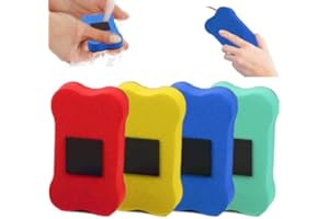 COZERI 4pcs Effaceur Tableau Blanc Magnétique, Brosse Tableau Blanc avec Feutre Effaçable, Gomme pour Marqueurs, Effaceur Ardoise pour Bureau, École, Maison（Couleur aléatoire）