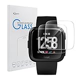 Qoosea Schutzfolie für Fitbit Versa (2 Stück) Panzerglas Schutzfolie 9H Härte, Anti-Öl, Kratzer und Blasenfrei, Gehärtetes Glas Displayschutzfolie für Fitbit Versa