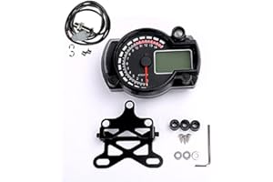 ELING Universale Moto Tachimetro Contagiri Contachilometri Contachilometri 7 Retroilluminazione 15000 RPM 299 KMH MPH (Gauge&Guarnizione Regolabile & Sensore)
