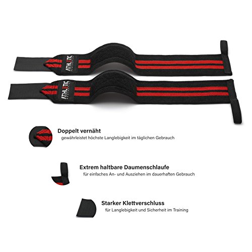 Handgelenkbandage [2er Set] in 45cm / 60cm Länge – Wrist Wraps fürs Krafttraining, Bodybuilding, Crossfit und Fitness – Für Frauen und Männer geeignet – ATHLETIC AESTHETICS - 3
