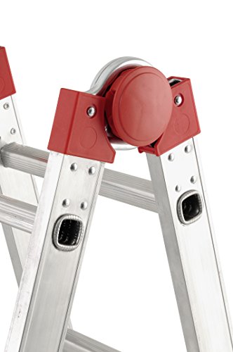 Hailo 7516-151 Alu-Multifunktions-Teleskopleiter MTL, 4×3 Sprossen – Verwendbar als Anlege- und Schiebeleiter, beidseitige Steh- und Treppenleiter - 5