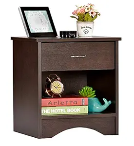 8Reactive Wooden Art Light Stand End Table Wooden Bedside Table and Drawer | Telephone Table |Bedside Sofa Table |Wooden Shelf for Living Room (Brown, Standard)