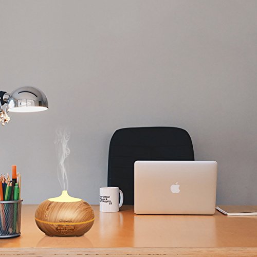 Aroma Diffuser, Cozypony Öl Diffusor 300ml Ultraschall Luftbefeuchter Holzmaserung LED Humidifier mit 7 farbenwechselnde elektrisch Duftlampe für Yoga Salon Zimmer Haus Büro etc - 6