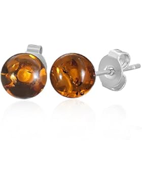 bkwear 1 Paar OS 21 bk3 Ohrstecker Kugel Braun Amber Ohrringe Edelstahl Stecker 6mm