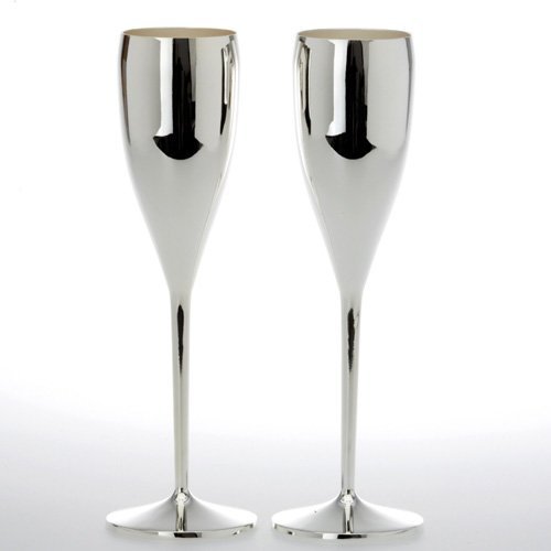 Sektkelche versilbert 2er Set Sektflöten Champagnerflöten Silber Silberne Sektgläser