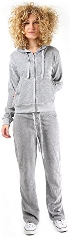 Fashion Rose Kids Girls Hooded Velour Tracksuit Pajamas Ages 7-14 (Grey, 13-14)