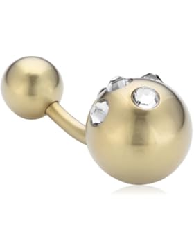 Pure Grey Bauchnabel-Piercing Titan Made in Germany mit 2 Kugeln in 6 und 10mm Stablänge mit Swarvoski Zirkonia