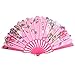 Produktbild REALIKE Damen Handfächer Chinesischer Blumen Stoff Fächer Bambusgriff Wandfächer Hochzeit Party Tanzen Fasching Weiß Blüten Japanischer Faltfächer Dekoration Geschenk Tanzabend Kostüm Maske Karnevals