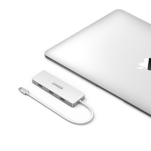 Anker Premium USB-C Hub mit Power Delivery, 3 USB 3.1 Gen 1. Ports, 1 USB-C Ladeport , Aluminiumgehäuse für das neue Macbook und Chromebook Pixel ( Weiß) - 5