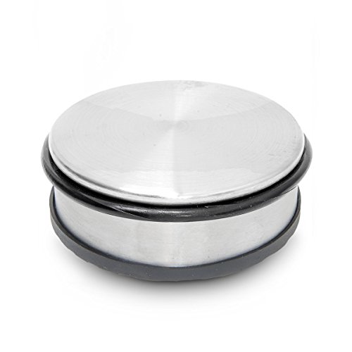 Relaxdays Türstopper, Edelstahl, Flach, Für schwere Türen, Gummi-Schutz, HBT: ca. 4,5 x 10 x 10 cm, silber