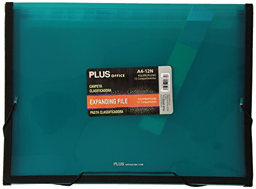 Plus Office 180714 - Carpeta clasificadora transl  cida  12 separadores  A4  color azul