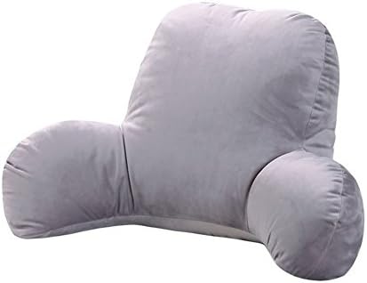 EONSHINE Fluffy Plush Polyester Filled Bedrest Reading and TV Relax Pillow With Arm Rests, Lumbar &amp; Back Support Cushion for Adults Teens, Pack of 1 (25.6x15.7x10.2", Grey)