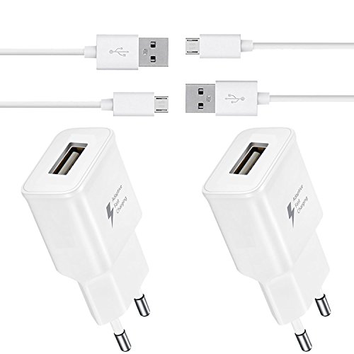 2x Original Lanboo® Fast Schnell Quick AC Reise Haus Netzteil (2 Ampere - 2000 mAh) Ladestecker Wandstecker Lade-Adapter Charger + 2x Micro USB Kabel (1M) Ladekabel Datenkabel Verbindungskabel für Android, Samsung Galaxy S5, S6, S7, Edge, Acer, Asus, Blackberry, HTC, Haier, Huawei, Google, LG, Microsoft, Motorola, Nokia, Sony, ZTE, WIKO