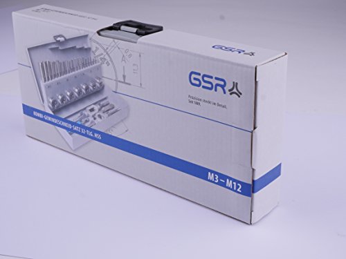 PROFI 32 tlg. Gewindeschneid Satz metrisch M3-M12 HSSG von GSR Gustav Stursberg [00708070] | Handgewindebohrer + Gewindeschneider + Schneideisen + verstellbares Windeisen + Schneideisenhalter + Gewindeschablone + inklusive kostenloser Gewinde-Anleitung zum professionellen Gewindeschneiden - 3