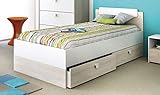 cama doble individual infantil Conjunto de mobiliario juvenil: estructura de cama para somieres de 90x190 cm y 2 cajones con ruedas para la parte inferior. NO se incluye somier ni colchón.