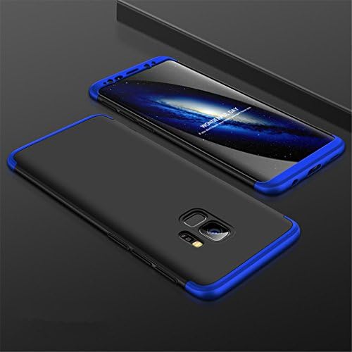 Samsung Galaxy S9 Case Fanxwu 360 Degree Protection 3 in 1 Combination Ultra Slim Cover Anti-scratch Protective Rubber Hard Case - Blue+Black