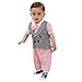 ZOEREA Newborn Infant Toddler Boy Babys Short-sleeved Cotton Gentleman Tuxedo Onesie Romper Jumpsuit Pink Bowknot and Plaid Vest Clothes