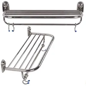 Shruti (Saloni) Heavy Duty Stainless Steel Classic Concealed Towel Rod/Towel Stand/Towel Holder for Routine use of Bathroom Accessories 1 Piece, Metallic - 1.5 Foot (1666A)