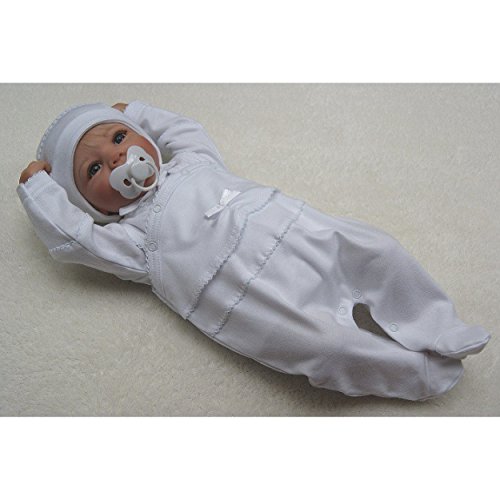 Taufkleidung 3-tlg. Set Baby Strampler Jäckchen Mütze Taufanzug Jungen Taufstrampler Mädchen - 2