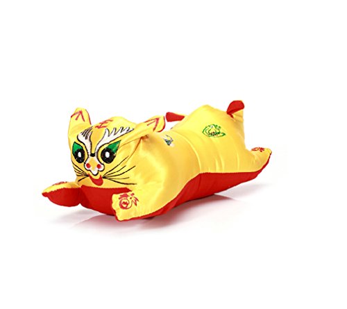 Sweety Chinese Handmade Embroidery Tiger Baby Pillow (Yellow)