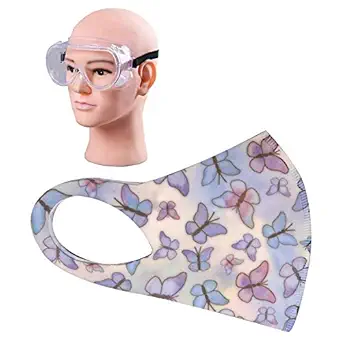 Casago Combo of 1 Piece Goggle & ORFRM12 Reusable Female Face Mask for Girls & Women Multilayer Washable Stretchable Breathable Protective Nose Mouth Cover (6 Pcs)