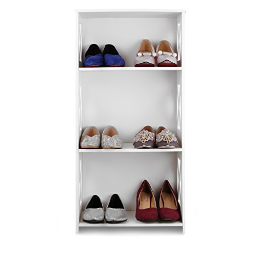 Finether weißes Regal Stehregal Standregal Steckregal Schuhregal Bücherregal für Wohnzimmer Badezimmer zur Aufbewahrung von Bücher Schuhe Toilettenartikel aus WPC wasserdicht 3 Böden 40 x 22 x 80 cm weiß - 4