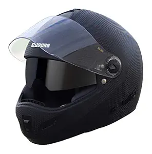 Steelbird Cyborg Double Visor ABS Material Shell Full Face Helmet, Inner Smoke Sun Shield and Outer Clear Visor (Large 600 mm, Dashing Black)