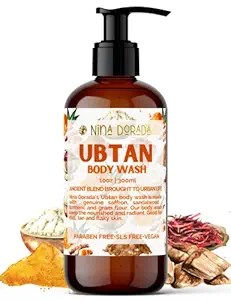 Nina Dorada Ubtan Body Wash with Saffron, Turmeric and Sandalwood For Dull and Dry Skin | Skin Brightening and Hydrating | De -Tan and Exfoliates | Paraben and SLS Free | Men & Women | 300ml