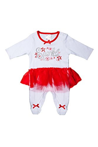 BABYTOWN Baby Girls Sleepsuit 100% Cotton Cute Red Tutu Babies Bodysuit NB-9M