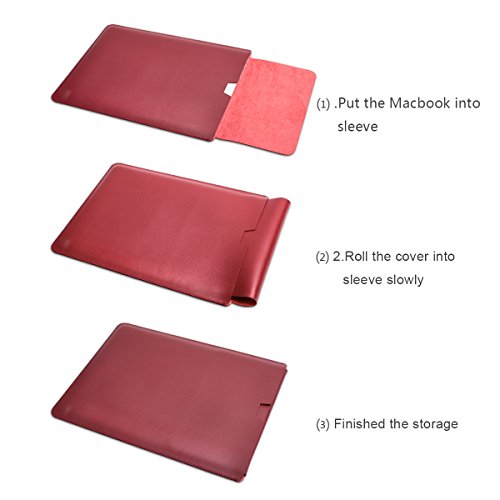 WALNEW Schlanke Leder MacBook Air 13 Zoll Hülle, MacBook Schutzhülle, Hülle, Case, Cover, MacBook Pro Retina 13 Zoll Hülle mit Handgriff, geschütztes Inneres und externes Mousepad - 6