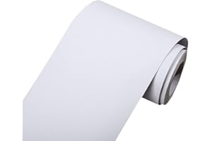 N\B Self Adhesive Solid Color Frosted Wallpaper Border Stick Waterproof Wall Border Easy to Apply Kitchen Bathroom Tiles Sticker 4 x 196inch (White)