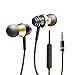 Gestop In-Ear Headphones In-Ear Stereo kopfhörer with Mic for all models such as Sony, Samsung, LG, Huawei, HTC, Etc (Gold)