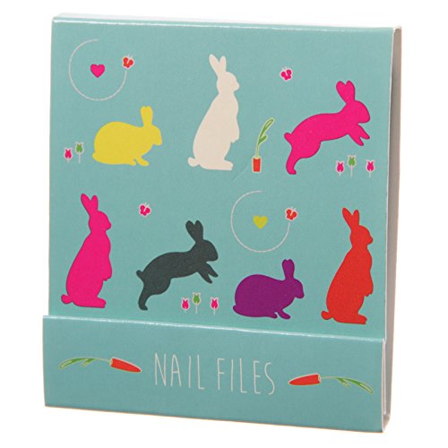 Cute Bunny Rabbit Design Nail File Emery Board Matchbook Novelty Gift (Turquoise Bunnies)