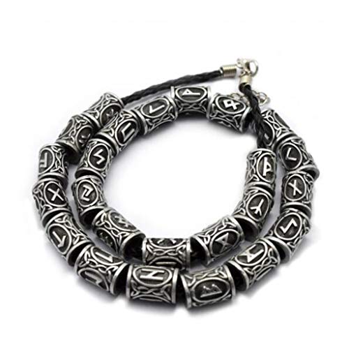 Shangshu Lazo del Pelo De Las Gotas del Encanto De La Runa del Pirata Metálico De 24 Pedazos del Estilo De Viking,Silver