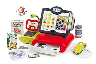 Smoby - Caisse Enregistreuse Electrique - + 25 Accessoires - Rouge