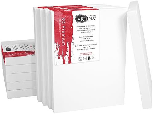 10 Set Artina Deep Edge Blank Canvas 50x50 cm Stretched Premium 3D High Quality Flat Art Paint Canvases Triple Primed