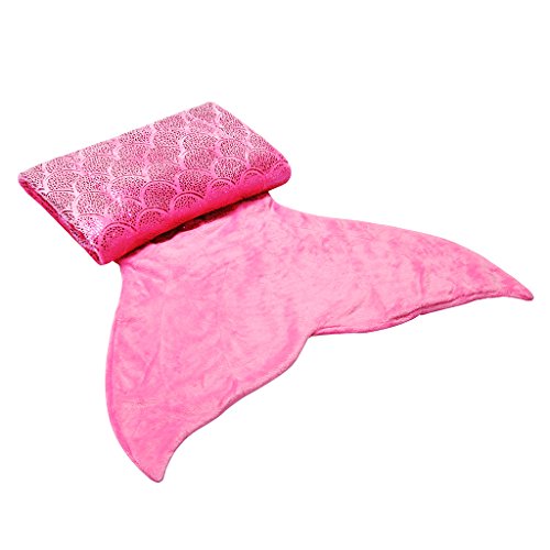 LANGRIA Meerjungfrau Decke Glitzernde Flanell Decke Fischschwanz Decke für Mädchen Damen Alle Jahreszeiten 60 “ x 25 “ (Rosa) - 4