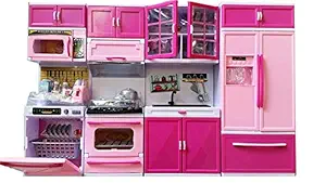 Mahi Enterprise? Presents Pink Pretty Girl Dream House Comfort Modern Kitchen Set for Kids - 4 Layer Big Toy Kitchen Set