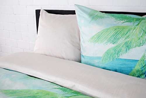Satinbettwäsche 135×200 cm 100% Baumwolle Design „Palm Beach“ - 5