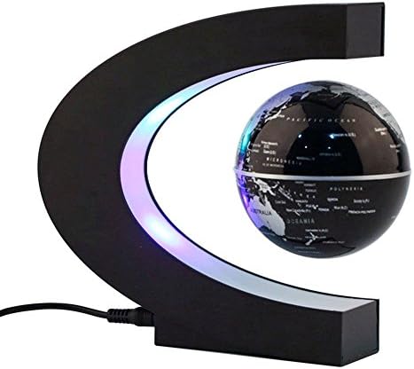 C Shape Magnetic Levitation Floating Globe World Map LED Light desk Light Office Table Decorate, Mysteriously Suspended in Air World Map Great  Gift for Fathers Students Teacher