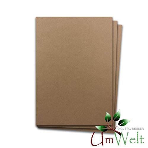Naturpapier - Umweltpapier BRAUN | DIN A4 | 50 Bogen | - 120 g/m² - Naturkarton - Umweltkarton - Kraftpapier | 210 x 297 mm | Ideal für Bastelarbeiten, Karten, Einladungen - Qualitätsmarkte UmWelt aus dem Hause GUSTAV NEUSER
