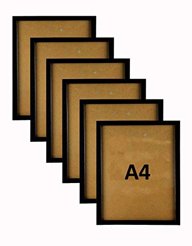 Paper Plane Design Gift Picture Frame Picture Set of 6 Frame for Wall Hanging Made to Display Picture Photo- Wide Molding - Built in Hanging Features (A4, Black, Combo Set of 6)