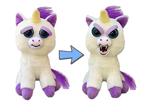 Feisty Pets by William Mark- Glenda Glitterpoop: 21.5cm Plush Stuffed Unicorn that Turns Feisty with a Squeeze!